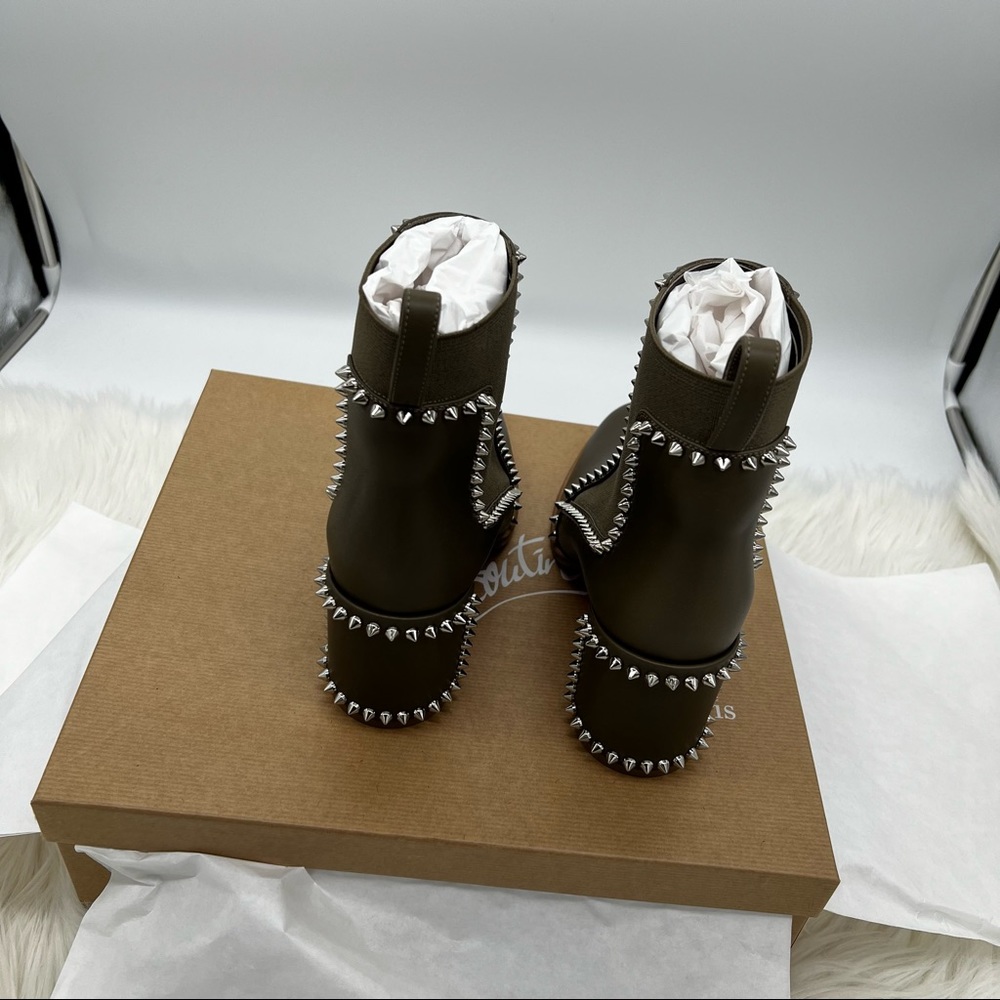 Christian Louboutin | Out Line Spiked Leather Ankle Boots - Picture 9 of 15